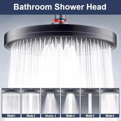 Neuer 6-Modus Einstellbarer Großer Regenduschkopf Hochdruck Wassersparend Großes Panel Kopfbrause Regen Duschkopf 360° Schwenkbar