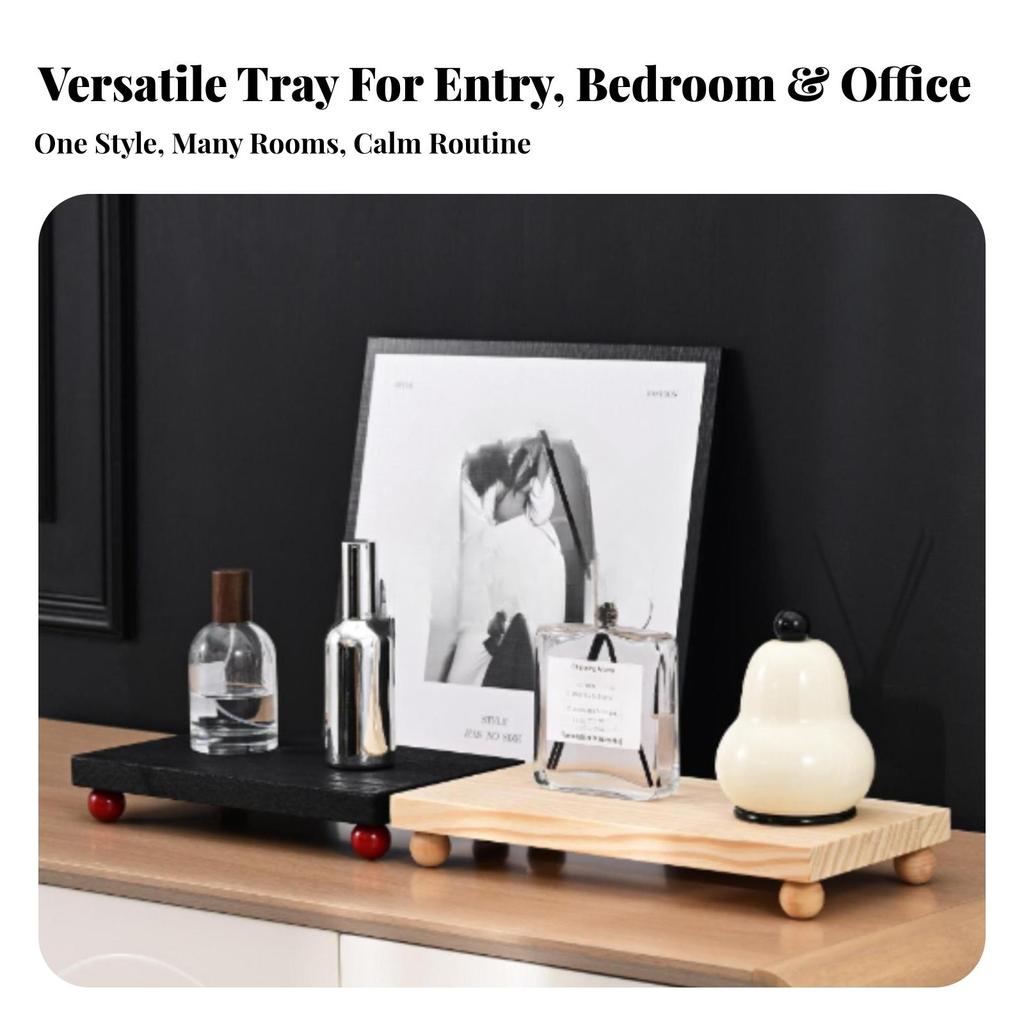 Wooden Tray with Feet Minimalist Decor Smooth for Vanity