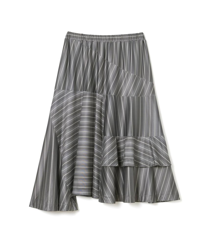 Milo Woman Asymmetric Stripe Midi Skirt [Charcoal]
