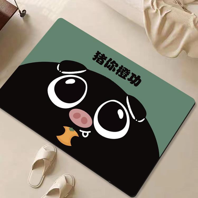 Cartoon Funny Soft Diatom Mud Bathroom Floor Mat Toilet Door Absorbent Mat Household Door Non-slip Mat