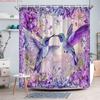 1pc Vibrant Hummingbirds Floral Shower Curtain -   With Hooks Waterproof Mildew Proof Easy Install Washable