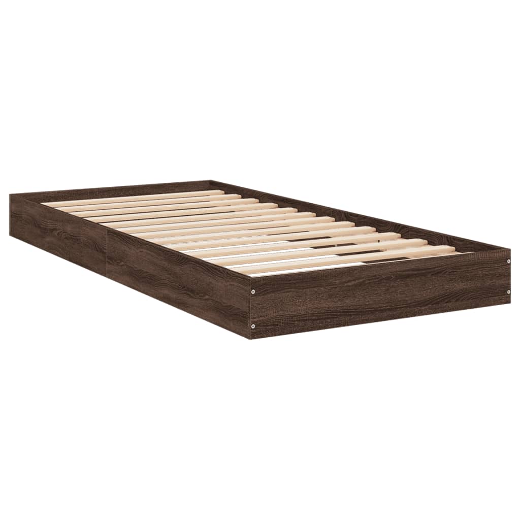Bed Frame without Mattress Brown Oak Look 75 x 190 cm Engineered Wood
