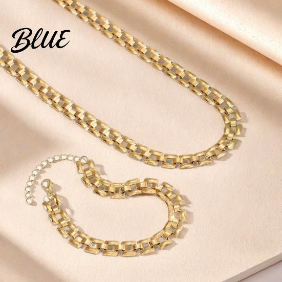 Fade Resistant Jewelry Set 2Pcs/Set Women Set Adjustable Length Cuban