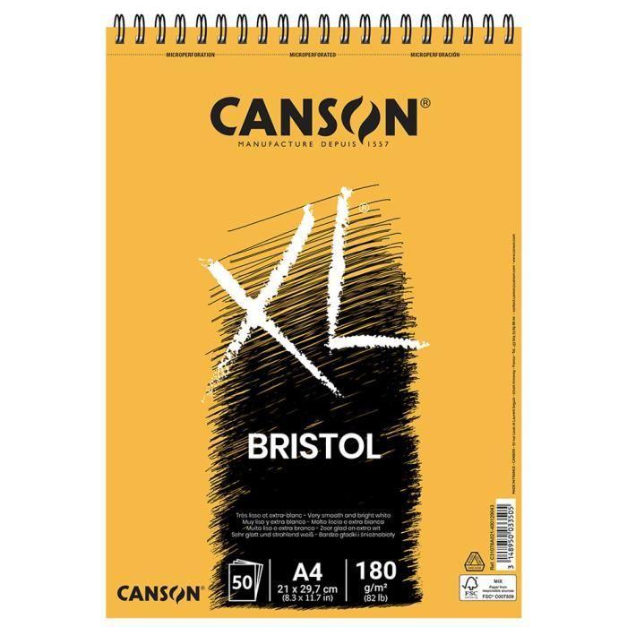 Bloc spirale - CANSON - XL Bristol - 50 feuilles - format A4 - papier extra blanc lisse