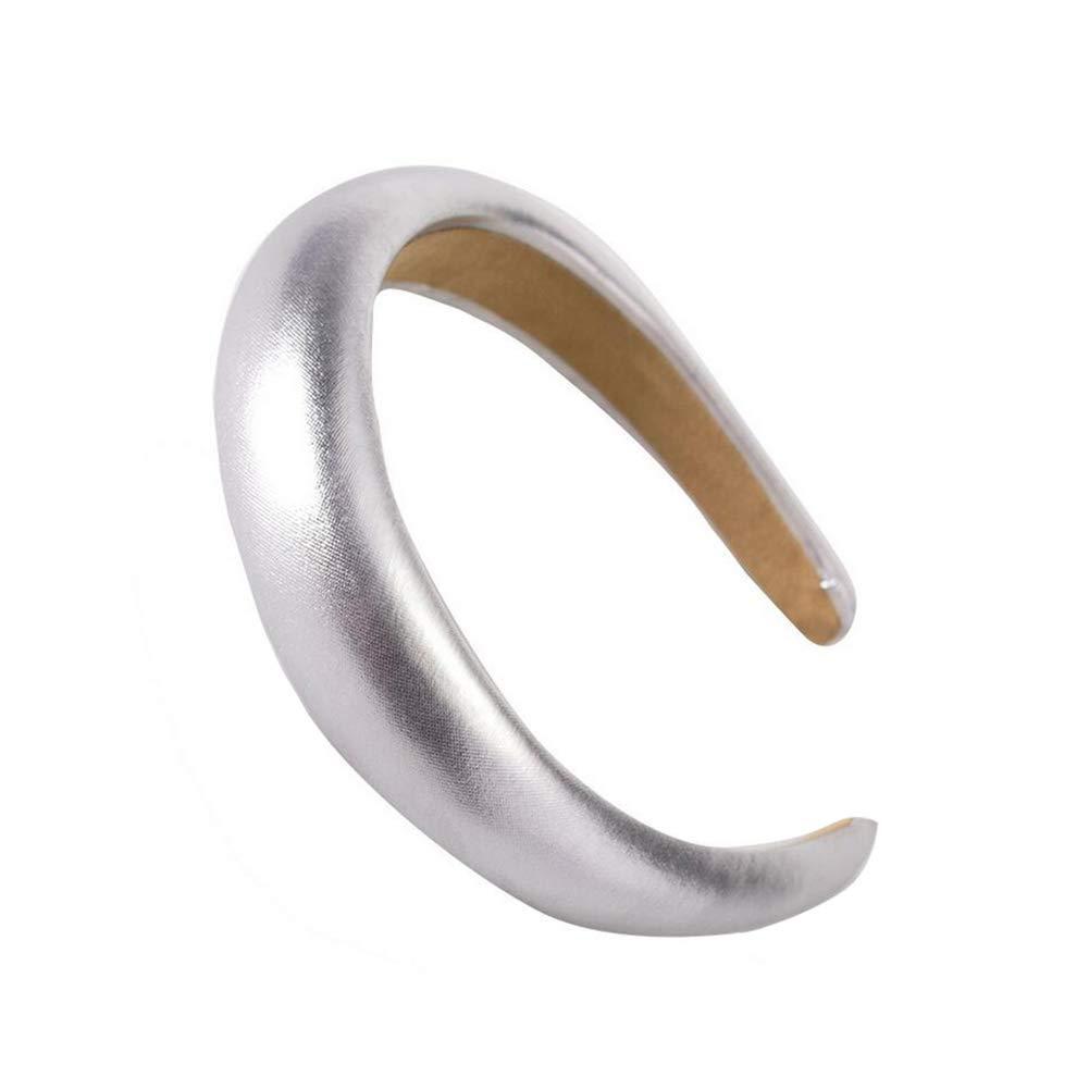 

Трансграничная кожаная повязка на голову с губкой: Универсальный тканевый аксессуар для волос для женщин серебряный