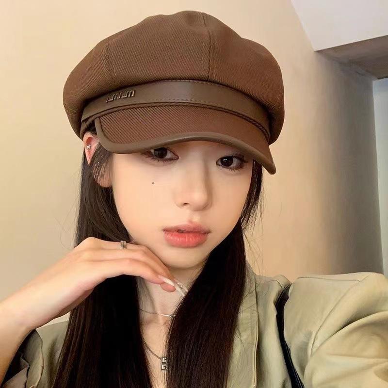 1pc British Style Octagonal Beret Hat,Women Autumn Winter Large Size Newsboy Cap,Suitable For Daily Matching Autumn Accessories