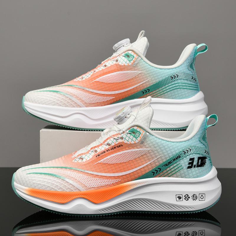 Junior High School and High School Physical Testing Shoes 46 Large Size Carbon Board Running Shoes Rotating Buckle Sports Shoes Flying Woven Men's
