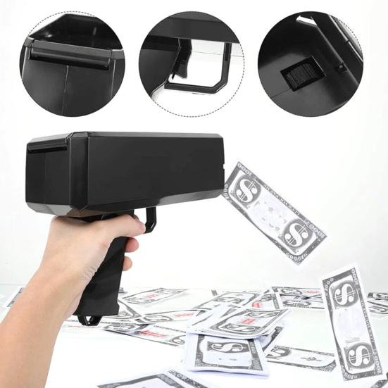 Electric Money Shooter Toy Battery Powered Handheld Fake Cash Scatter Make Money Rain Toy Weddings Party Club Events Automatic Money Thrower Toy