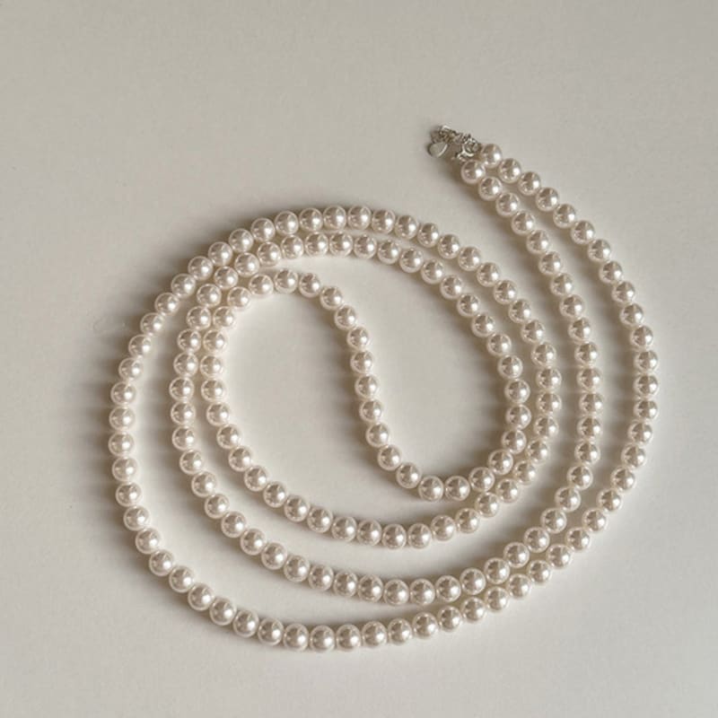 Mosxe [925er Silber] 3-Wege lange Perlenkette