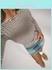 Street Style Striped T Shirt For Women With Polyester Fabric For Casual Wear