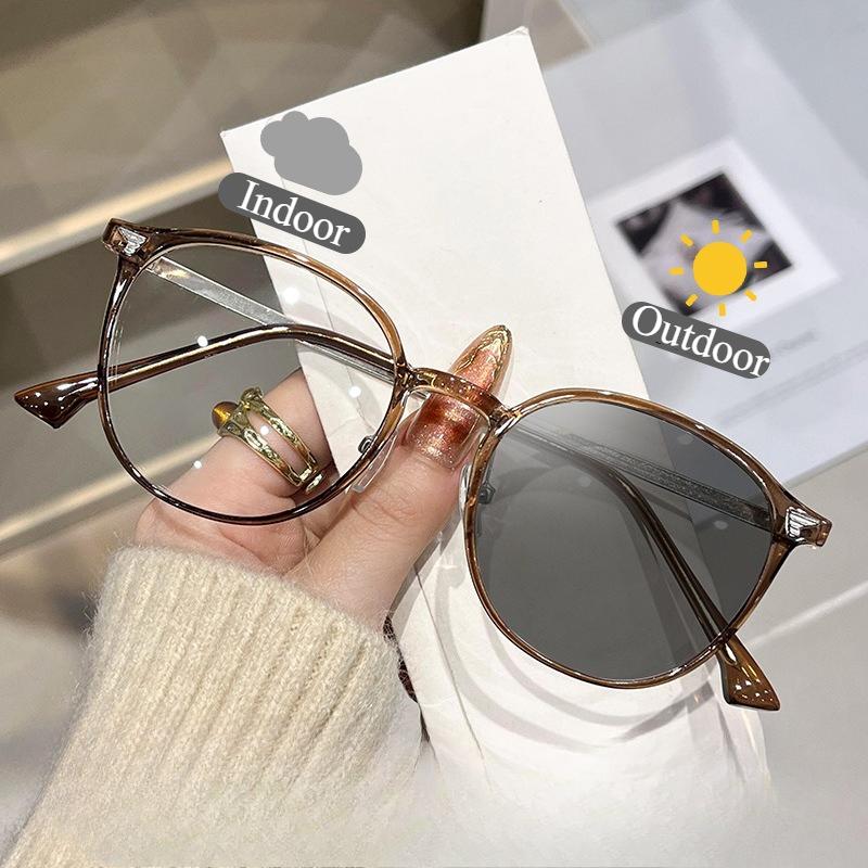 Stylish Photochromic Myopia Glasses Women Fashion Frame Prescription Lens Outdoor Uv Protection Sun Shades Eyewear -1.25 To -6.0