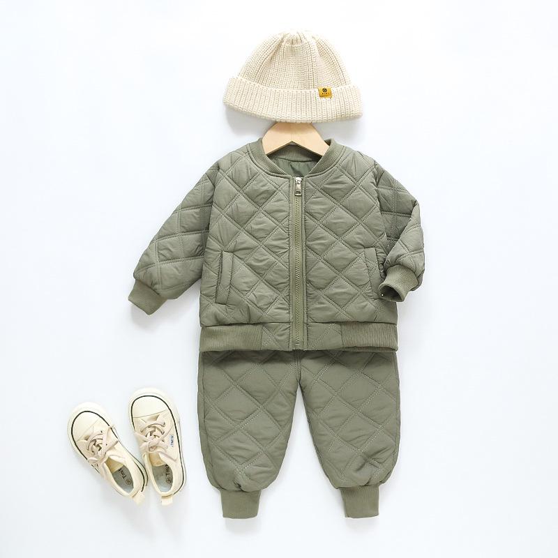 Korean Style Quilted Cotton Winter Jacket Set for Toddlers