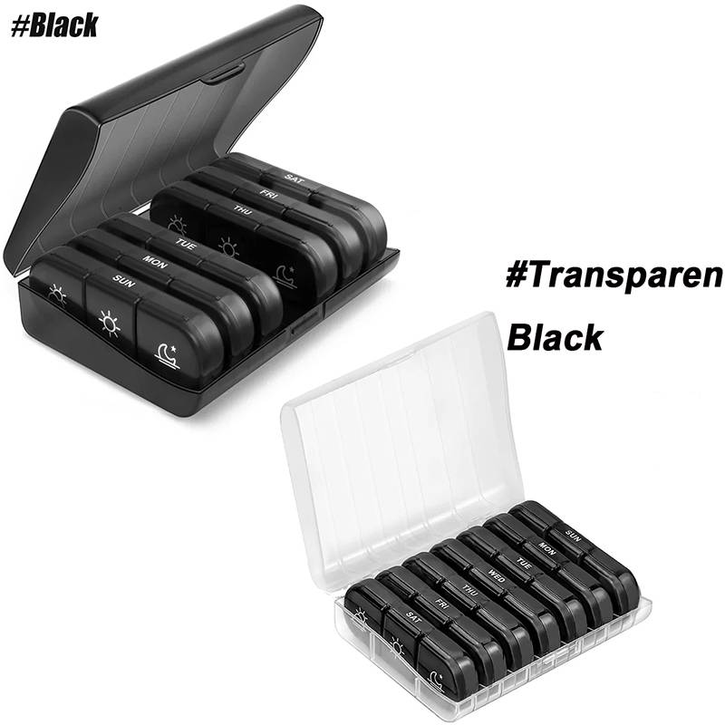Portable Medicine  Storage Box 7-Day Travel Pillbox 21 Compartments With  Compartments Waterproof And Dustproof