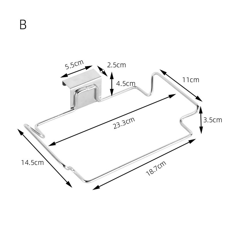 Suport de gunoi de bucătărie Ușă dulap Suport saci de gunoi Suport de depozitare a gunoiului de oțel inoxidabil