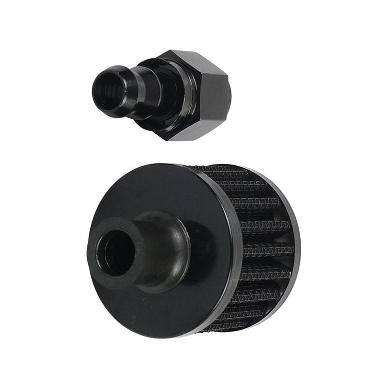 A16P-Straight AN8 12Mm Universal Small Motorcycle Cold Air Intake Filter Kit With Push Ends Crank Case Vent Cover Breather