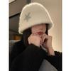 White Fisherman Hat Women's Autumn Winter Warm Bucket Hat Large Head Circumference Plush Hat