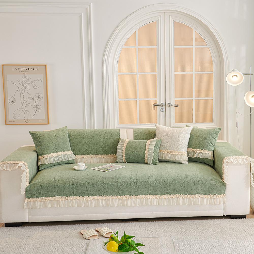Cream Style Sofa Cushion Four Seasons Universal French Skirt Sofa Cover Simple Non-Slip Chenille Seat Cushion Cover Towel