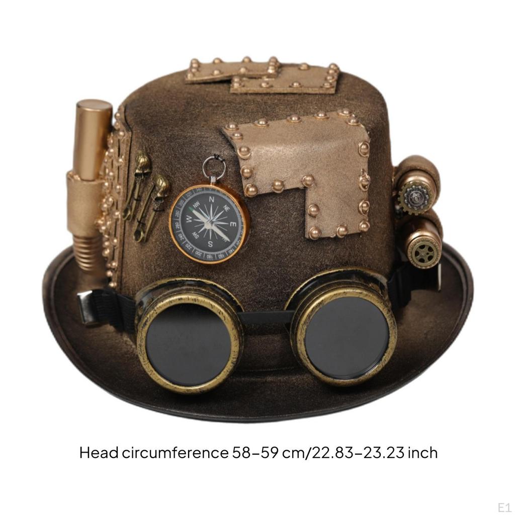 Steampunk Zylinder Hut Historisch mit Schutzbrille Mechanische Kostüm Hüte für Cosplayer,