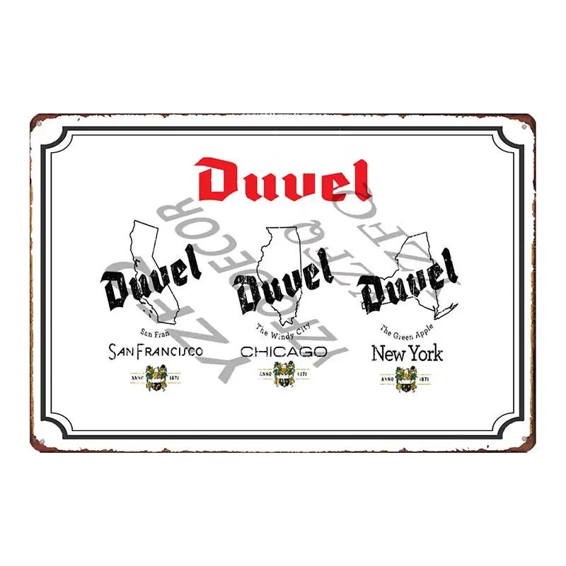 Belgian Beer Chouffe Duvel Metal Tin Sign Plate Wall Pub Kitchen Restaurant Home Art Decor Vintage Iron Poster  DU-2000