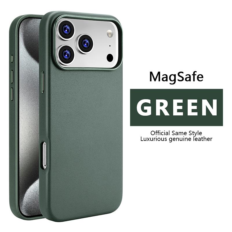Plain Leather Case For iPhone 17 Air 16 15 14 Plus 13 Magnetic Cover For Magsafe Cover