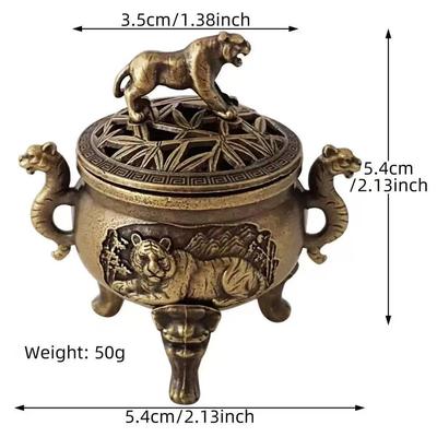Home Use Alloy Incense Burner Three Legs Tiger Design Incense Holder Metal Incense Burner for Aromatherapy and Meditation