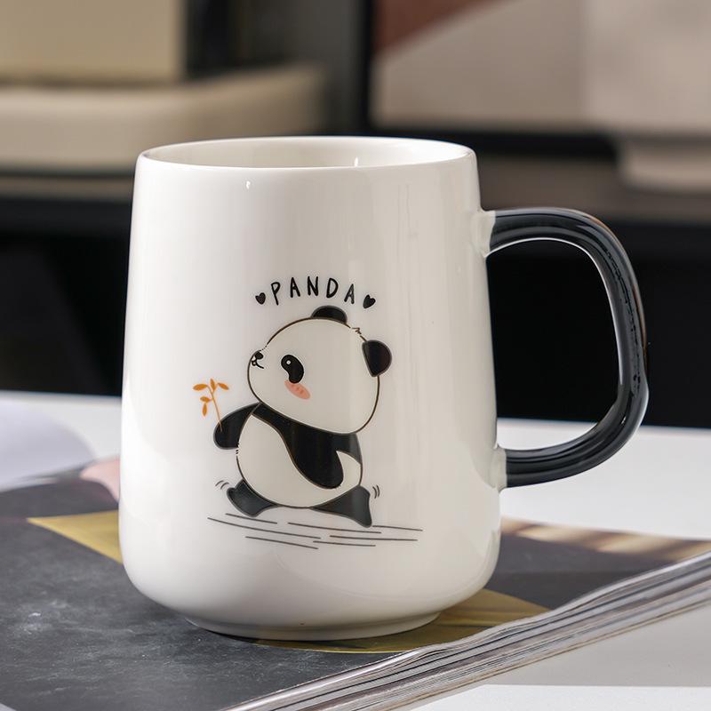 Panda Ceramic Mug with Lid and Spoon - Creative Gift for Home, Office, or Student