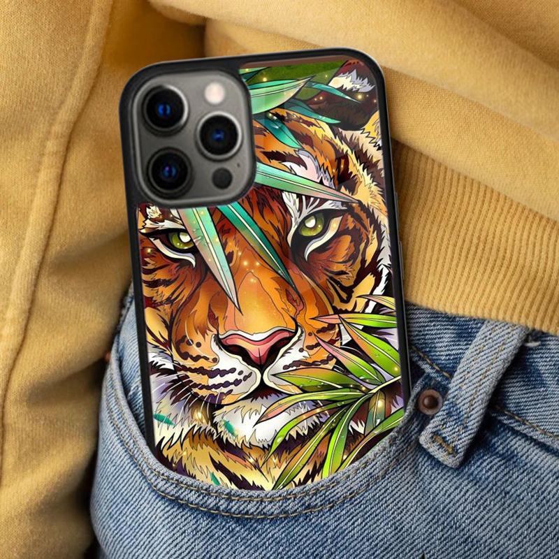 Luxury Tiger Leopard Soft Phone Case for iPhone 17 Air 16e Pro max 15 Pro 13 14 Plus 11 12 MagSafe Magnetic Coque