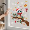 Creative Gift for Friends Cute Christmas Owl Window Sticker, Snowy Branch Candy Glass Decal, Waterproof Self Adhesive Seasonal Wall Art Xmas