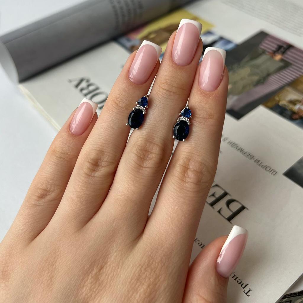 Silver Earrings with Nano Sapphire 2.298ct (2140771)