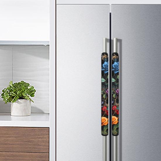 Yousheng 1 Pair Refrigerator Door Handle Covers Flower Patterns Universal Wide Application Kitchen Appliance Door Handle Decorative Mats