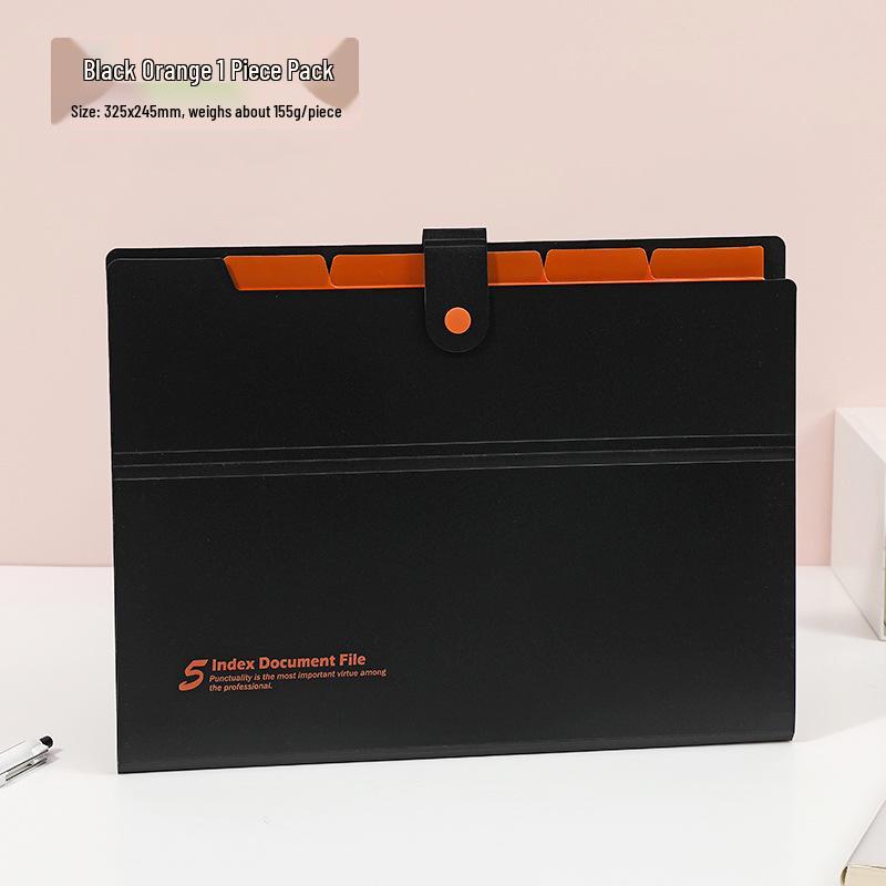 Snap Button Accordion File Bag A4 Multi-Layer Document Organizer