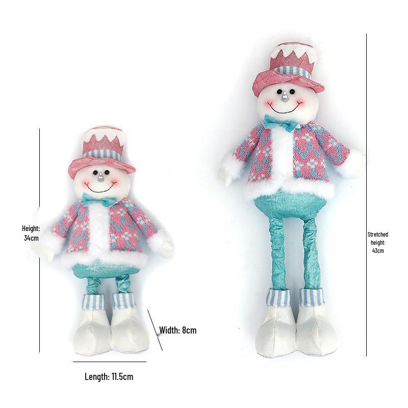 Teleskopische Schneemann- & Rentier-Plüschdekorationen mit Strickmützen für die Weihnachtsausstellung
