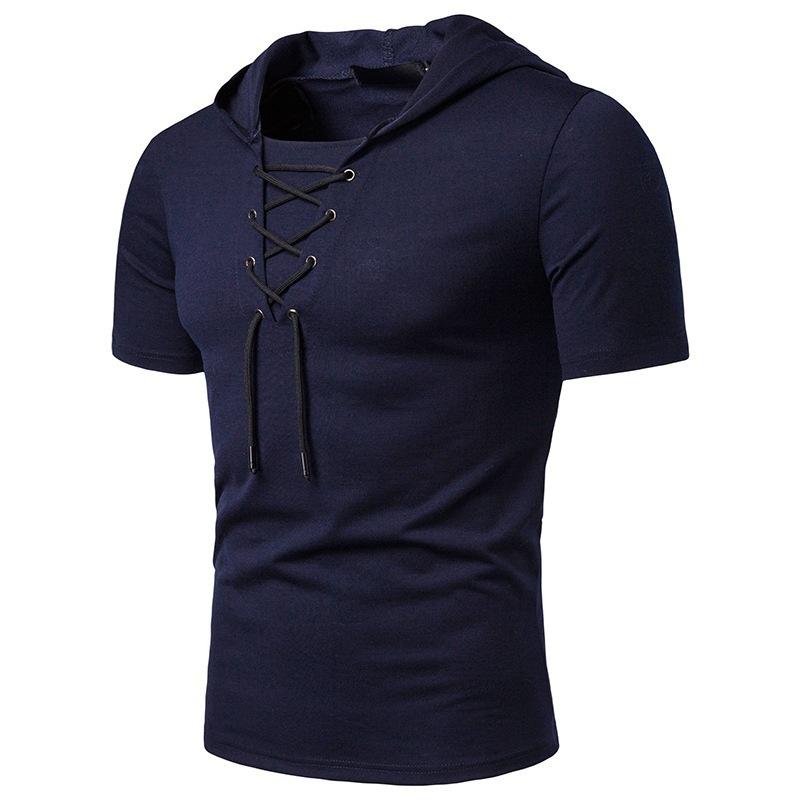 Men's Summer Oversized Slim-Fit Vintage Short-Sleeve T-Shirt Hoodie