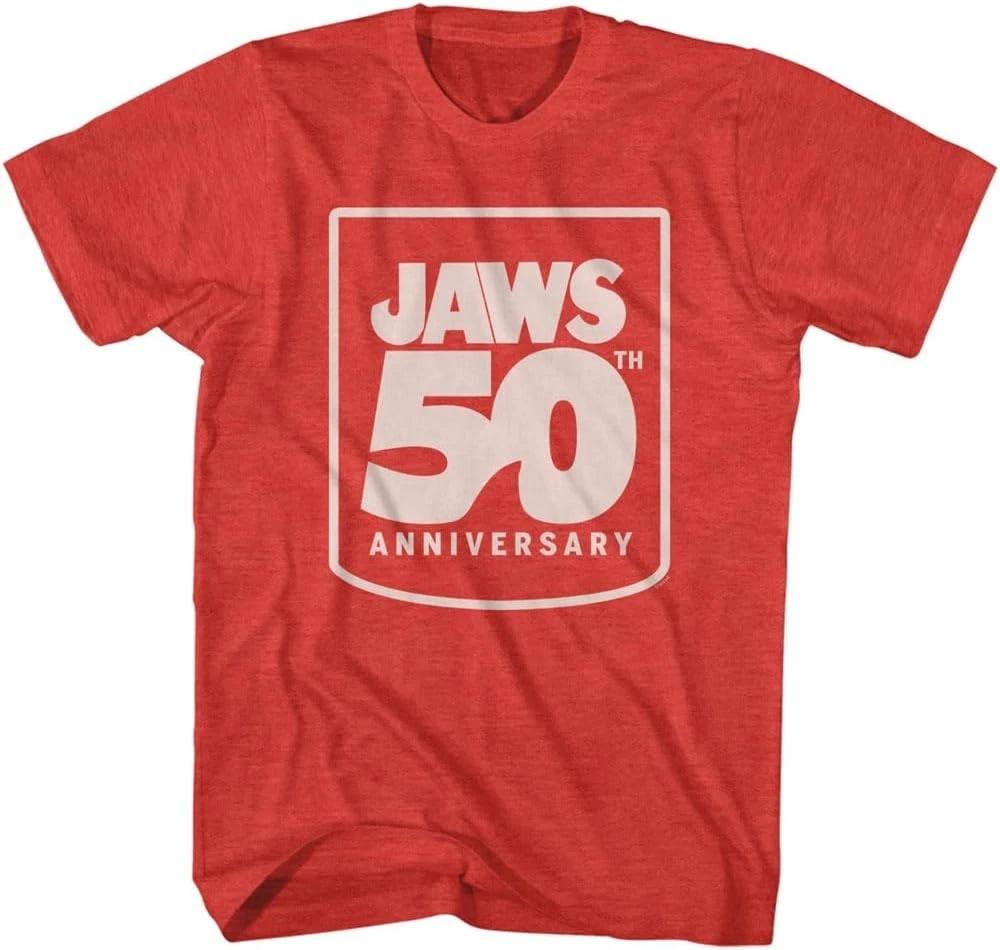 Jaws T Shirt 50th Anniversary Adult Red Heather Short Sleeve Shark Horror Movie XL