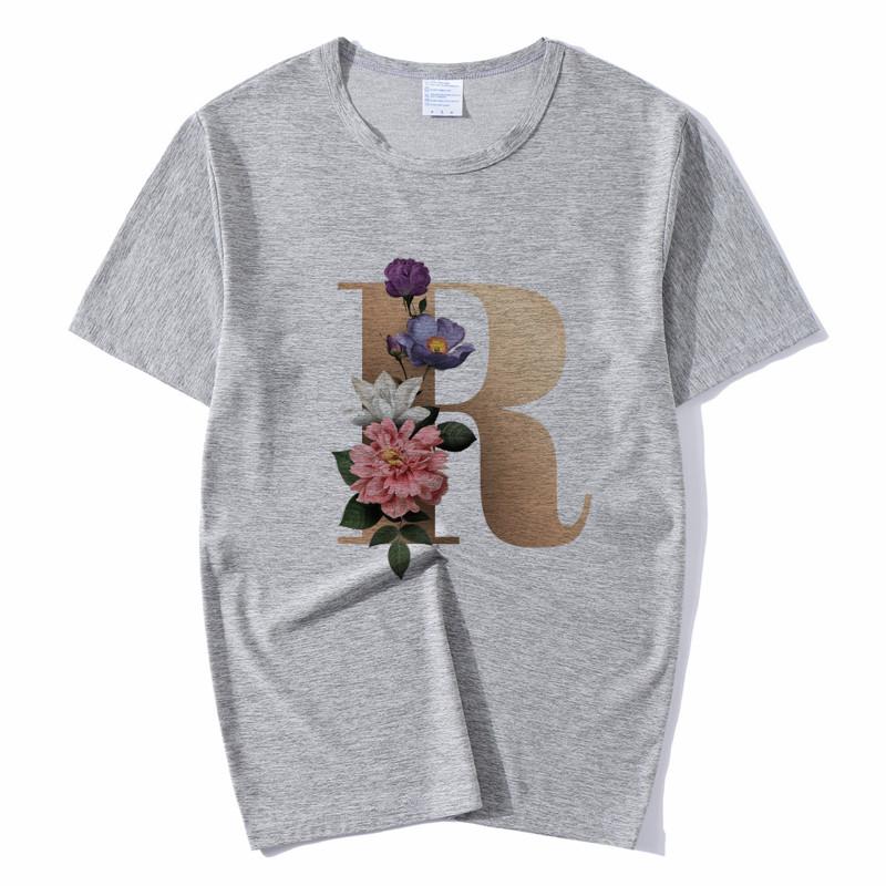 Summer A To Z 26 Alphabet Print Tshirt Cartoon Tees Women Streetwear Funny Casual T