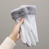 Warm gloves women's velvet thickened windproof and cold-proof outdoor cycling driving skin feeling autumn and winter gloves