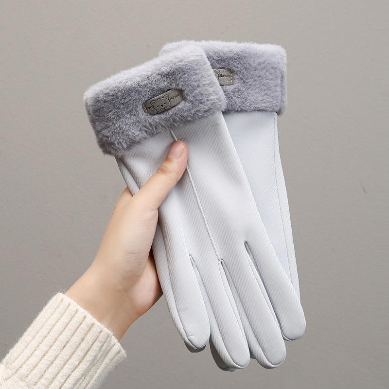 Warm gloves women's velvet thickened windproof and cold-proof outdoor cycling driving skin feeling autumn and winter gloves