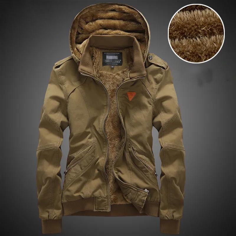 Winter Jacket Men Hooded Slim Parka Cotton-padded Jacket Plus Velvet Thick Warm Coat Parkas Cotton