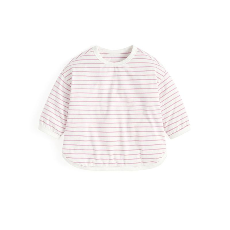 Girl Long Sleeves T-Shirt 2024 New Arrival Spring & Fall Boy's 3/4 Sleeve Kids Stripes Bottoming Shirt Baby 100% Cotton Coat
