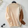 Damen Patchwork Kontrastfarbener Rundhals-Pullover für Herbst und Winter Vintage Locker Gestrickter Pullover Zopfmuster-Pullover