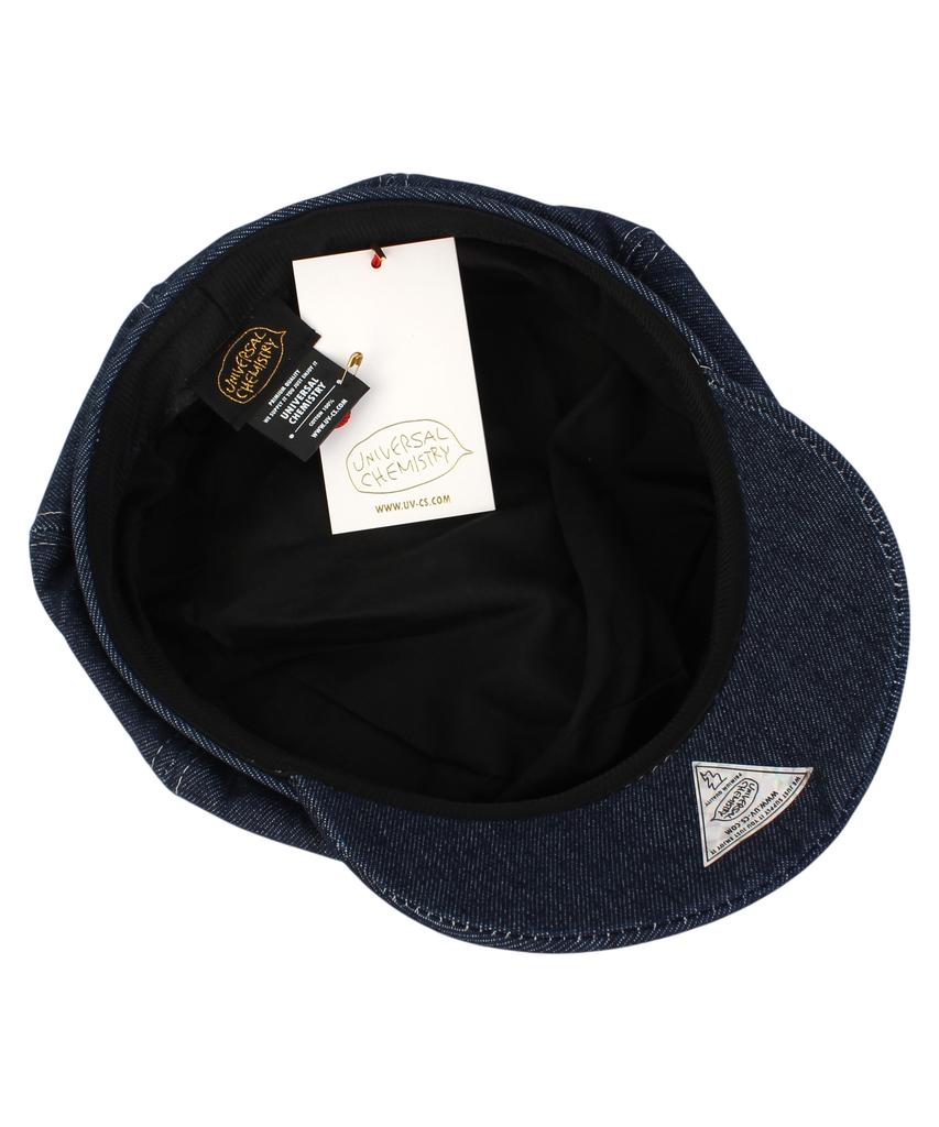 Yunibeosyeolkemiseuteuli Dark Denim Logo Newsboy Cap