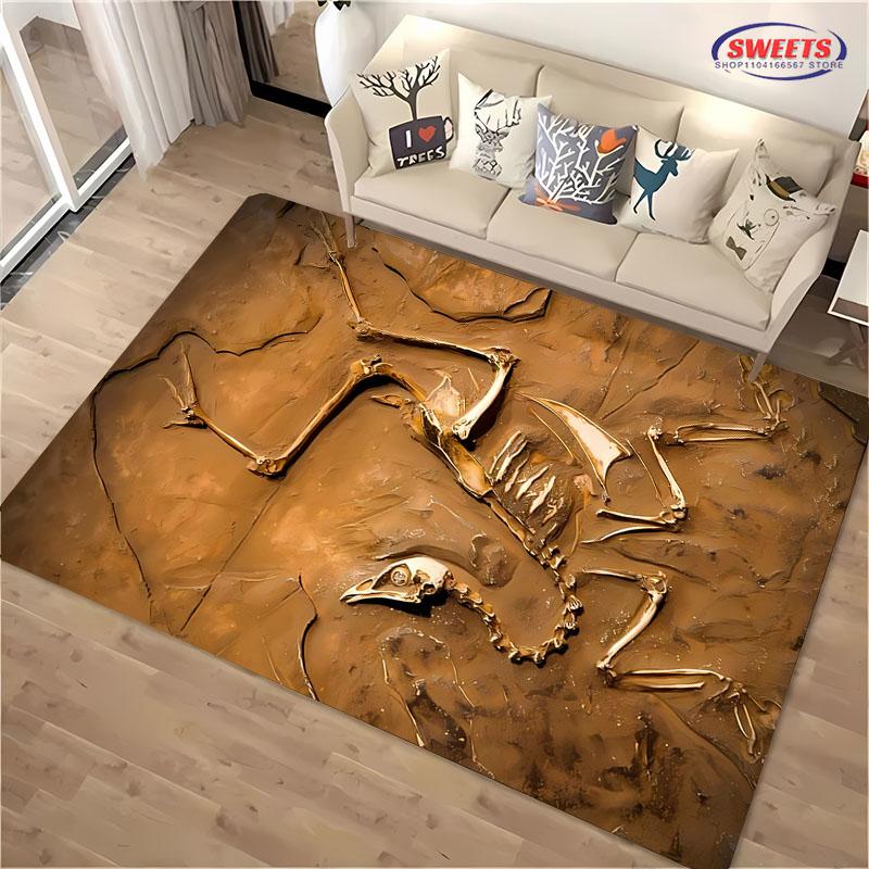 Interessante Dinosaurus Fossiel Patronen Tapijt Slaapkamer Woonkamer Kinderkamer Antislip Mat Huisdecoratie vloerkleed Leuk Cadeau voor Vriend 40x60cm (16x24in)
