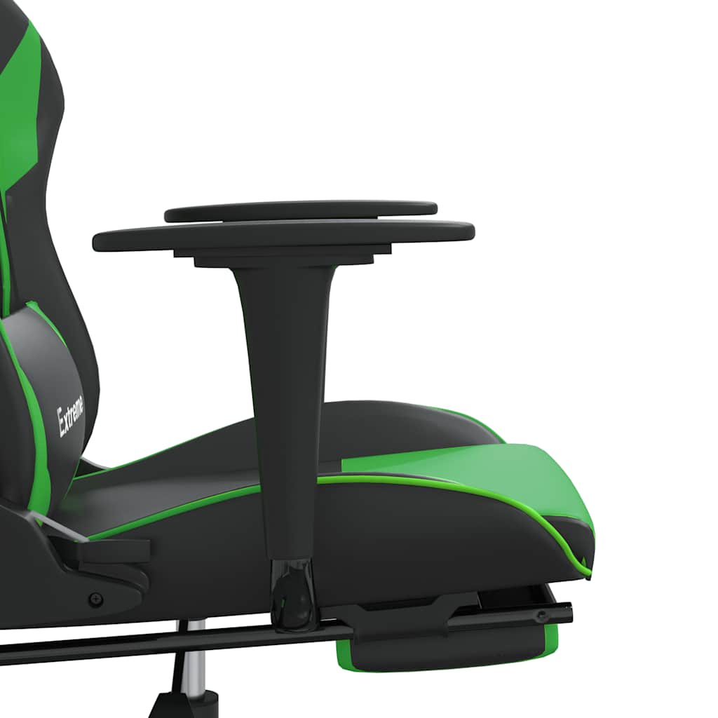 Gaming Chair with Massage Function and Footrest Black & Green Artificial Leather
