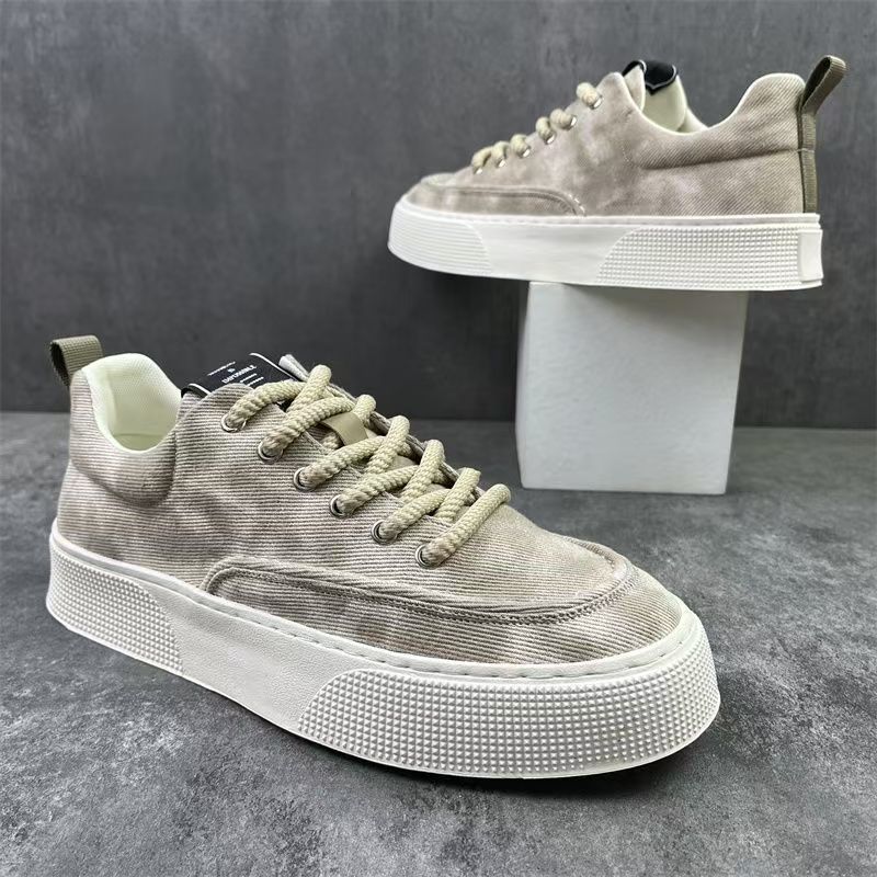 

Модная парусиновая повседневная обувь на плоской подошве для мужчин Массивная на шнурках Мужская обувь для ходьбы Тренд 2025 Ретро Новинка Без кожи Рабочая Размер 44 Кроссовки 45