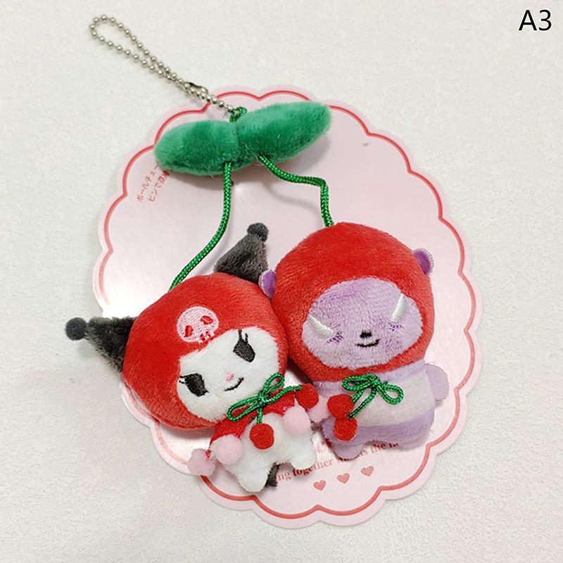 Sanrio Kuromi Pom Pom Purin Hello Kitty Cherry Plush Doll Keychain Ornaments Kawaii Plushie Soft Stuffed Schoolbag Pendant Gifts