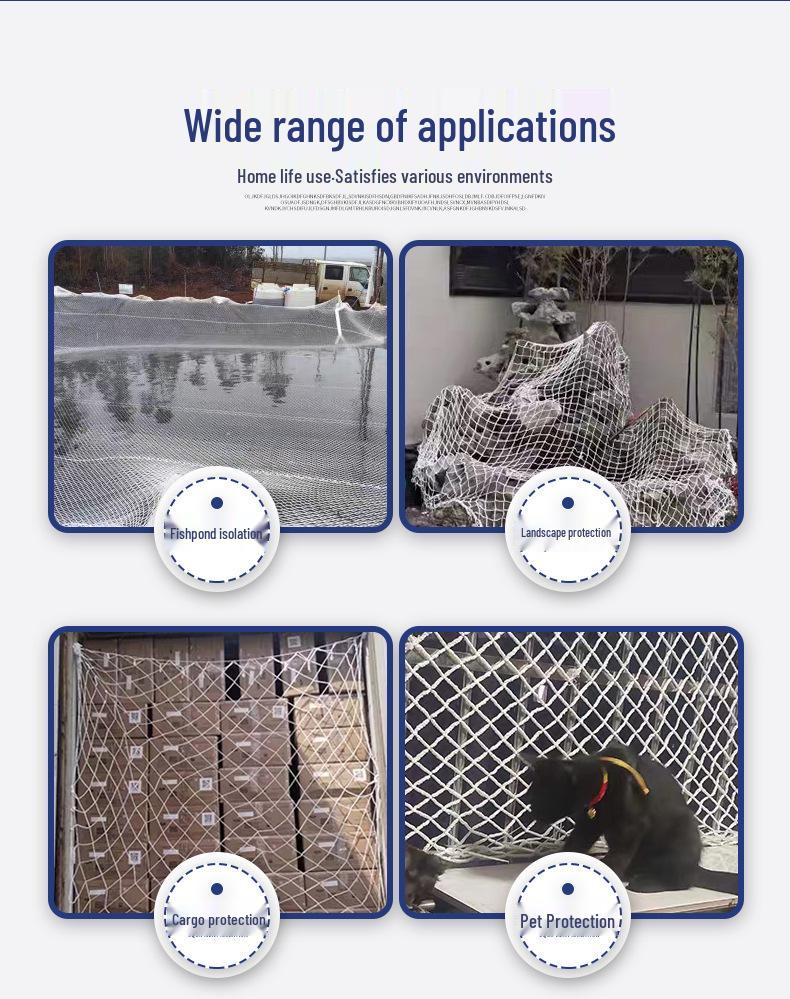 Nylon Safety Net for Staircase & Balcony - Steel Structure Fall Prevention & Anti-Cat Net