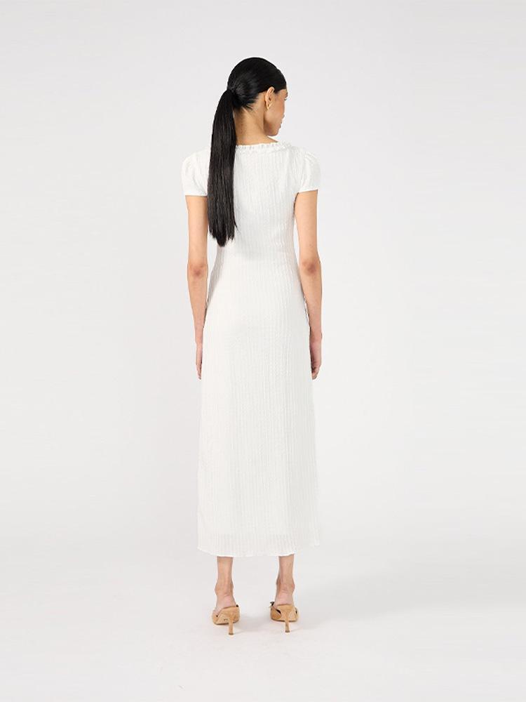 2026 European Spring/Summer Women's Solid Color Deep V-Neck Short Sleeve Long Dress