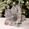 Glittering Holiday Floral Arrangement Soft Petal Artificial 26CM Flowers for Christmas Tree Winter Wedding Centerpiece Decor