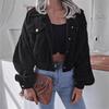 Ins Style Autumn Velvet Long Sleeve Cardigan Jacket for Women