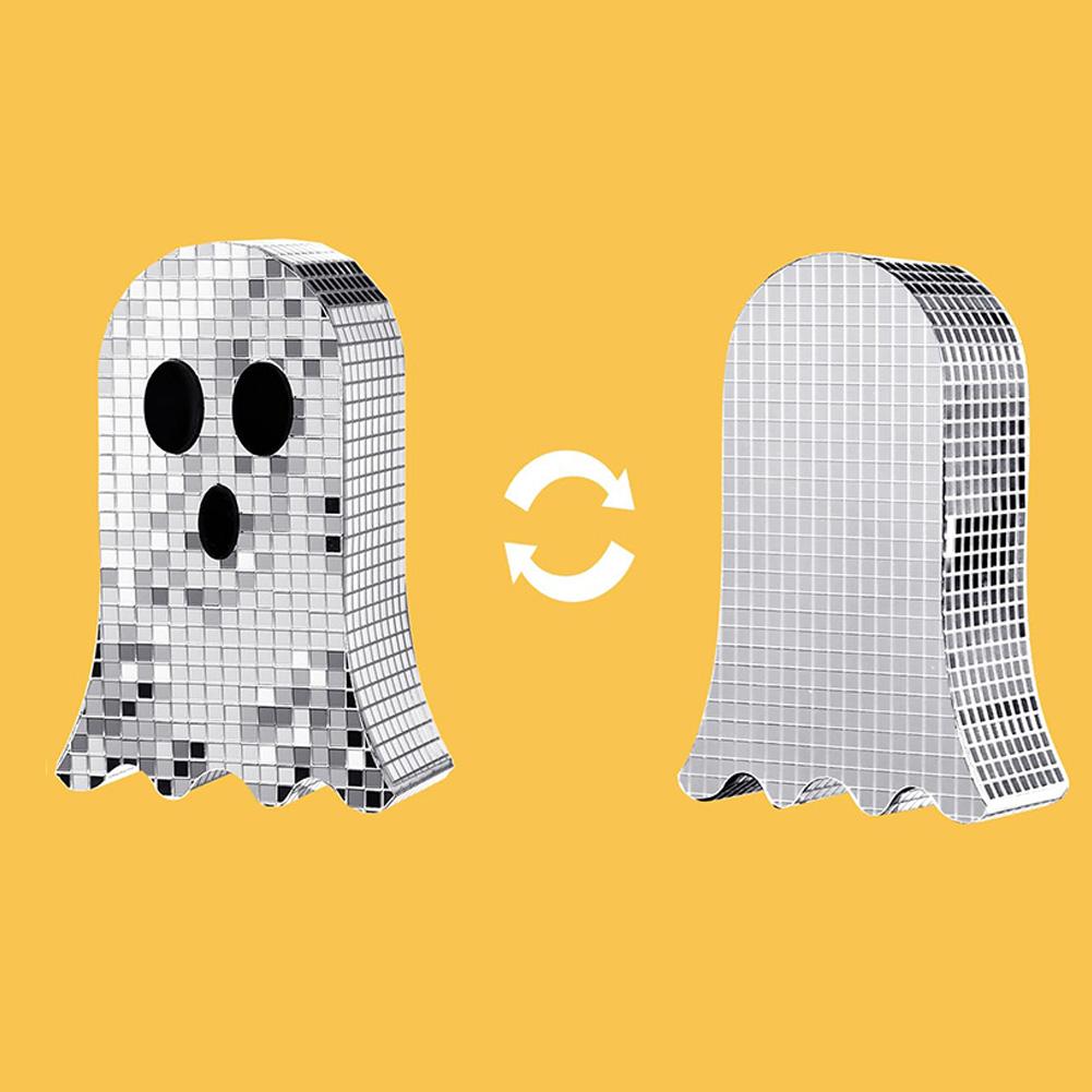 3Pcs Halloween Ghost Disco Ball Table Decoration 6inch Mosaic Horror Table Centerpiece Ghost Tiered Tray Decor for Party Gift